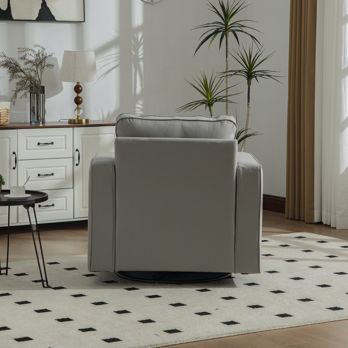 33.6''W Upholstered 360° Swivel Armchair with Hidden Storage