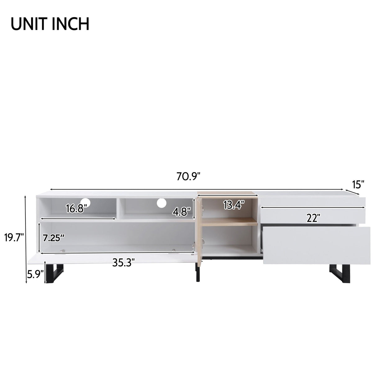 TV Stand for 80" TV With Double Storage Space