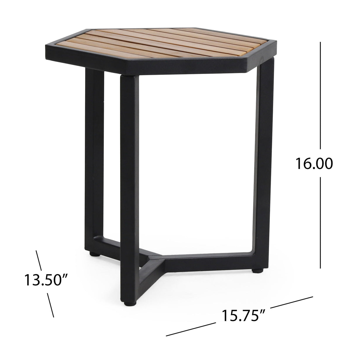 Outdoor Side Table With Iron Base And Slatted Top - Brown - Best Buy Furniture