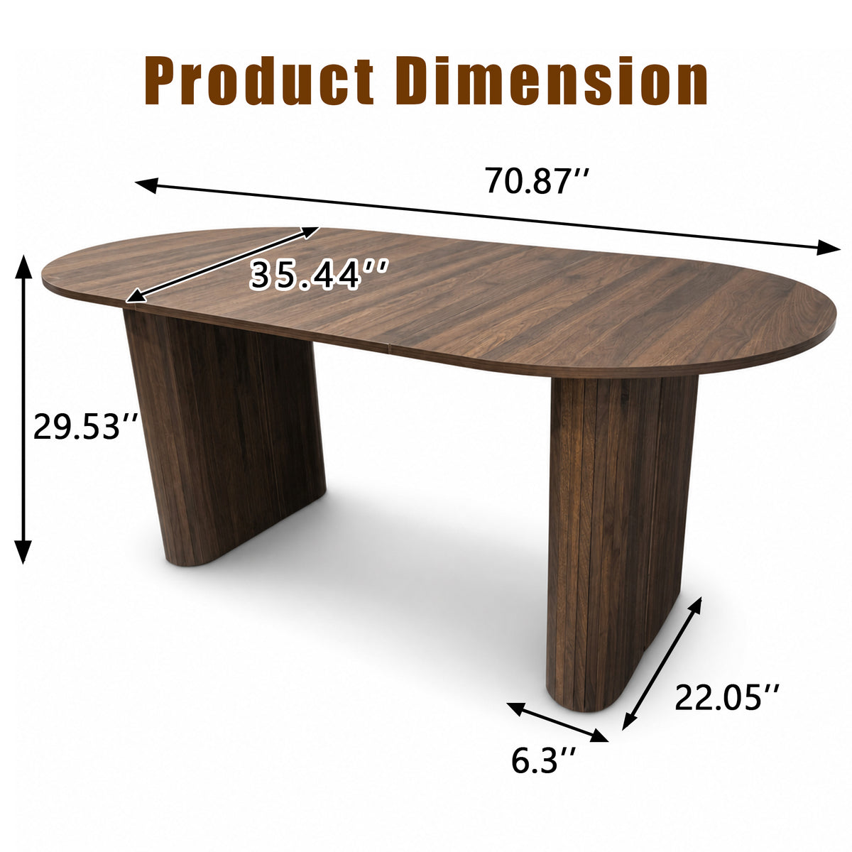 70.8" Oval Dining Table for 4-8 Persons