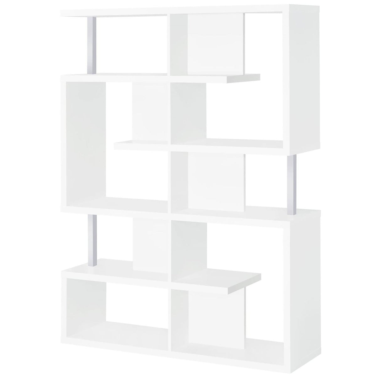 5 Tier Geometric Bookcase - White