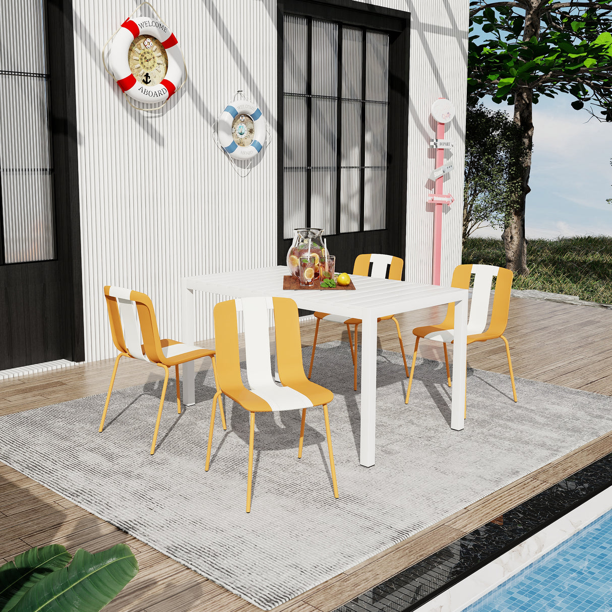Summer 4-Pack Modern Striped Color Block Chairs