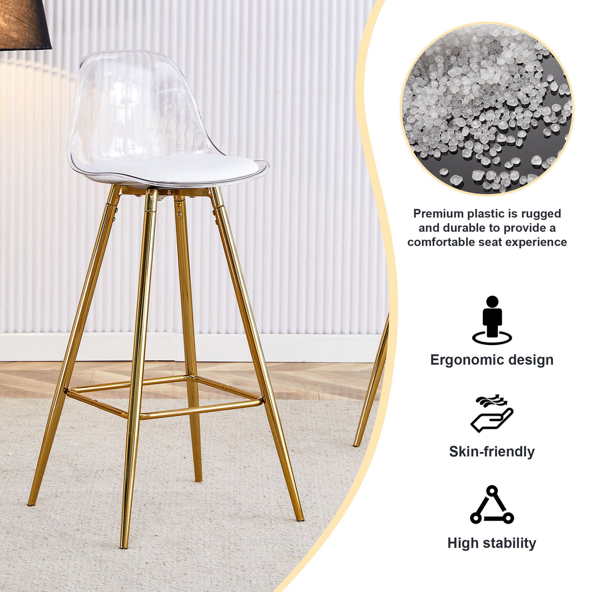 Stylish Upholstered Bar Chairs With Metal Leg
