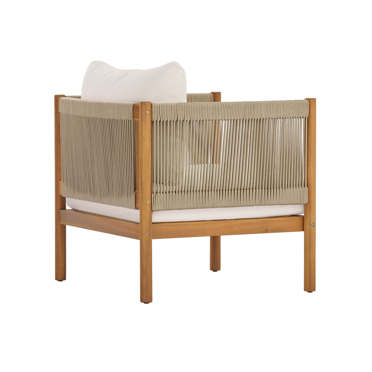 Outdoor Club Chair Set of 2 with Acacia Wood Frame in Teak Look