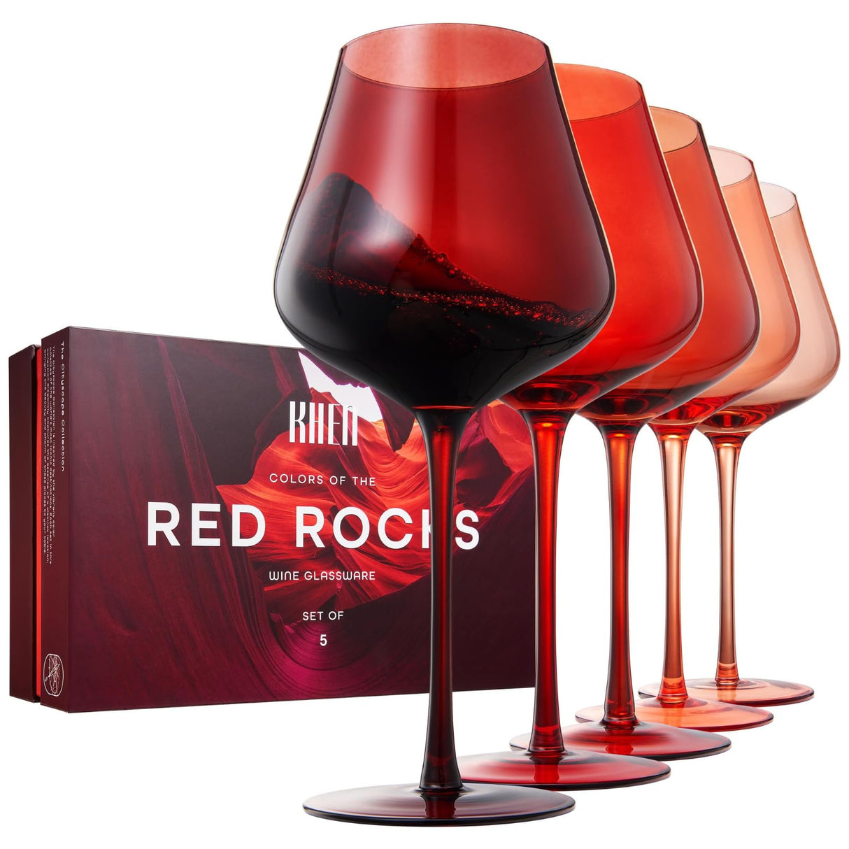 Red Rocks Gradient Colored Wine Glass | Set of 5 | 20 oz