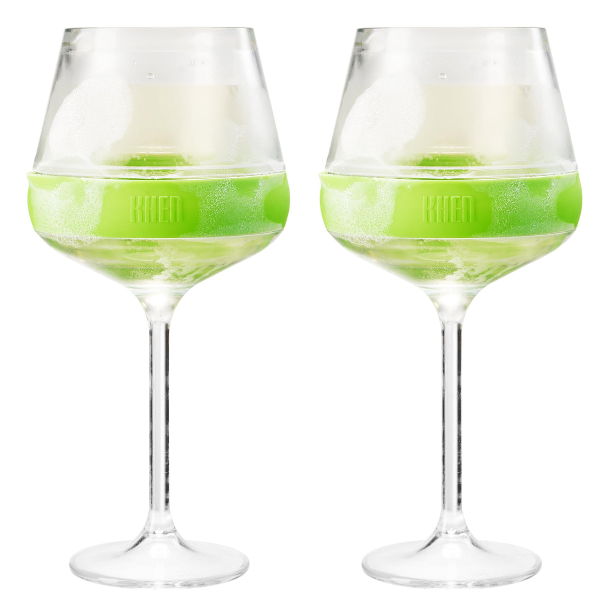 Stemmed Acrylic Cooling Wine Glasses 14oz | Set of 2 | Green