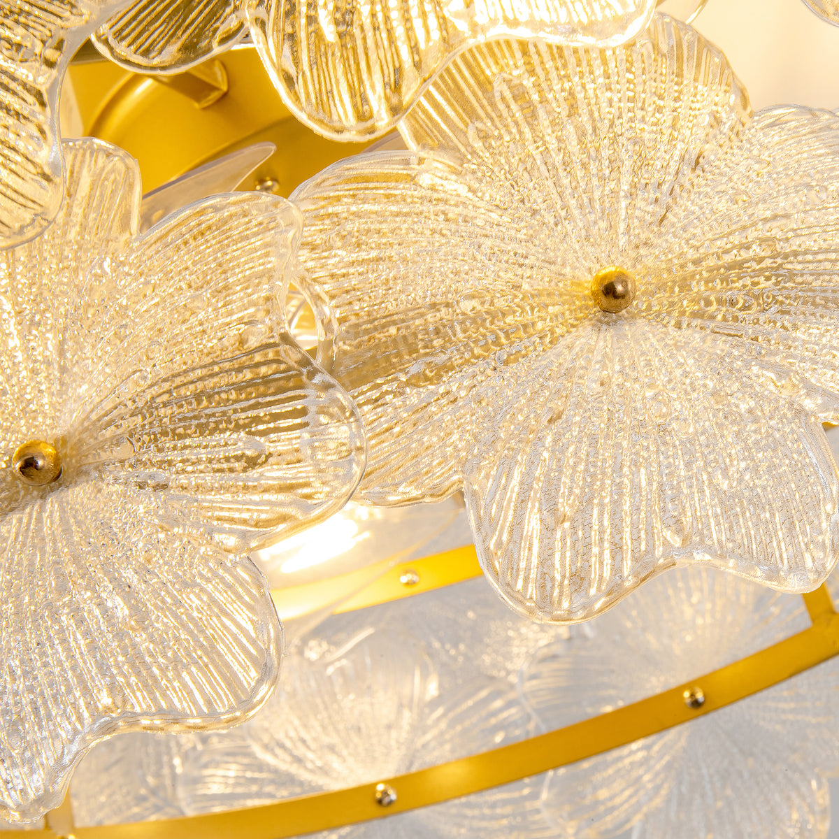 19-Inch Floral Glass Ceiling Fan with ABS Blades