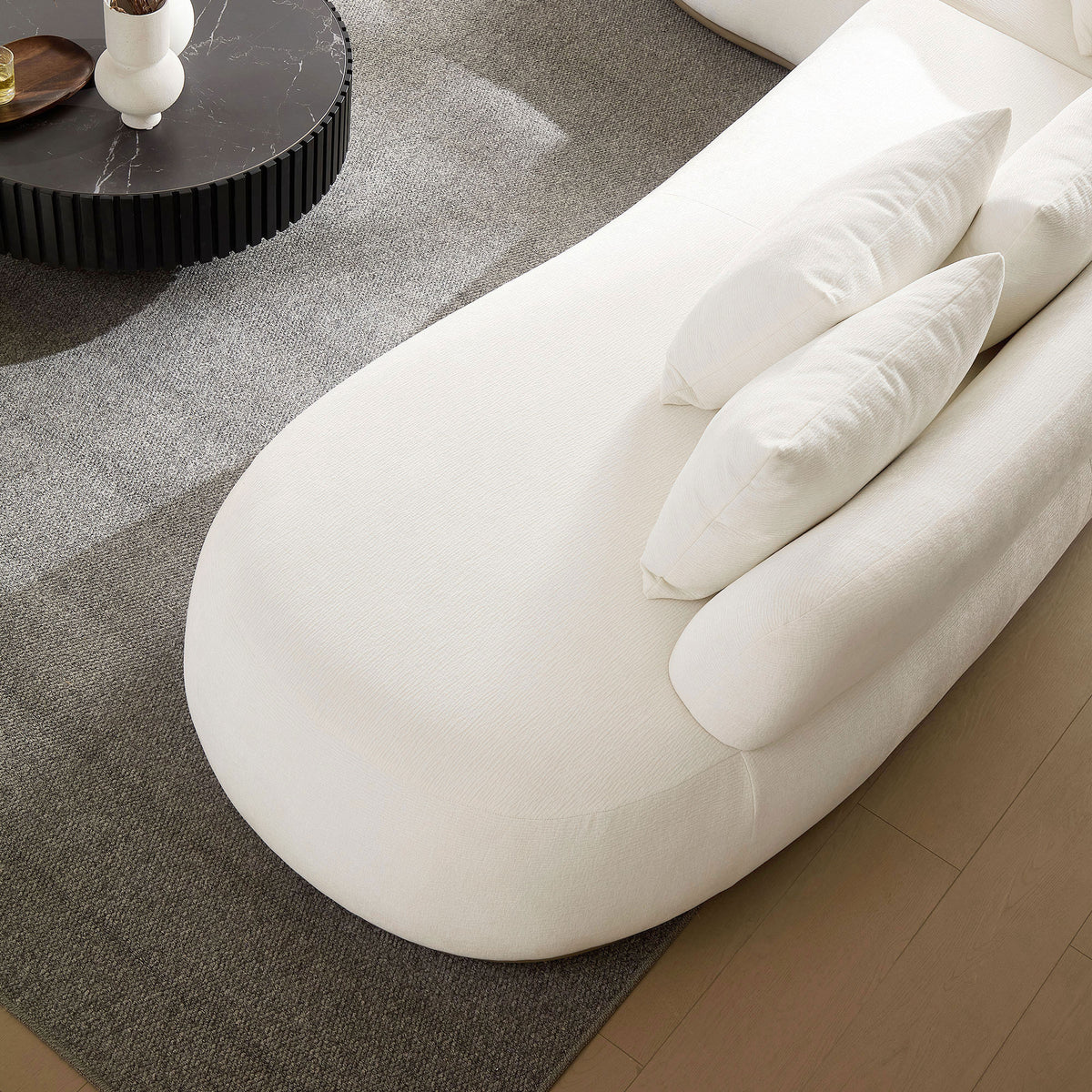 Oversized L-Shape Sectional Sofa with Ottoman - Beige