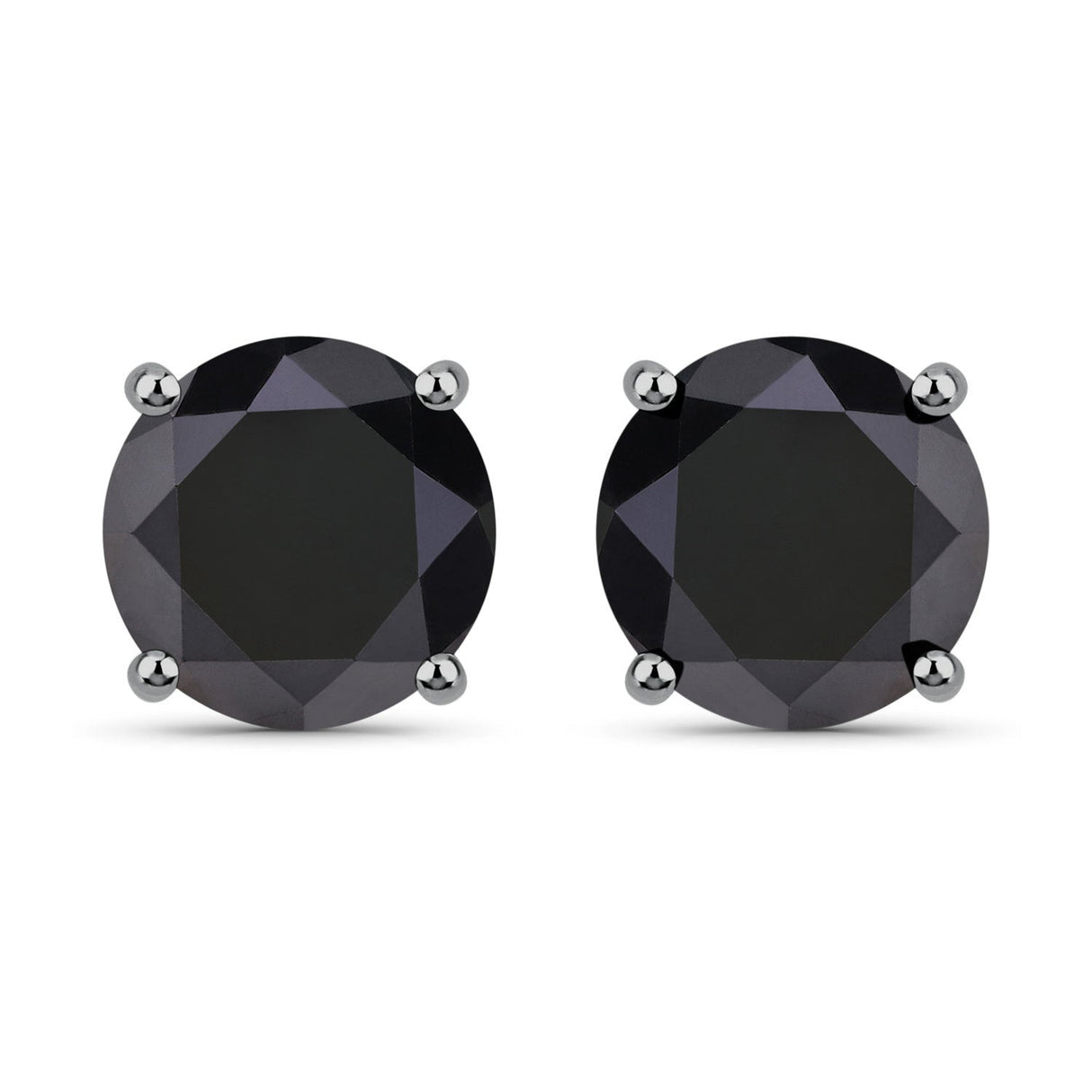 4.91 Carat Genuine Black Diamond 14K White Gold Earrings