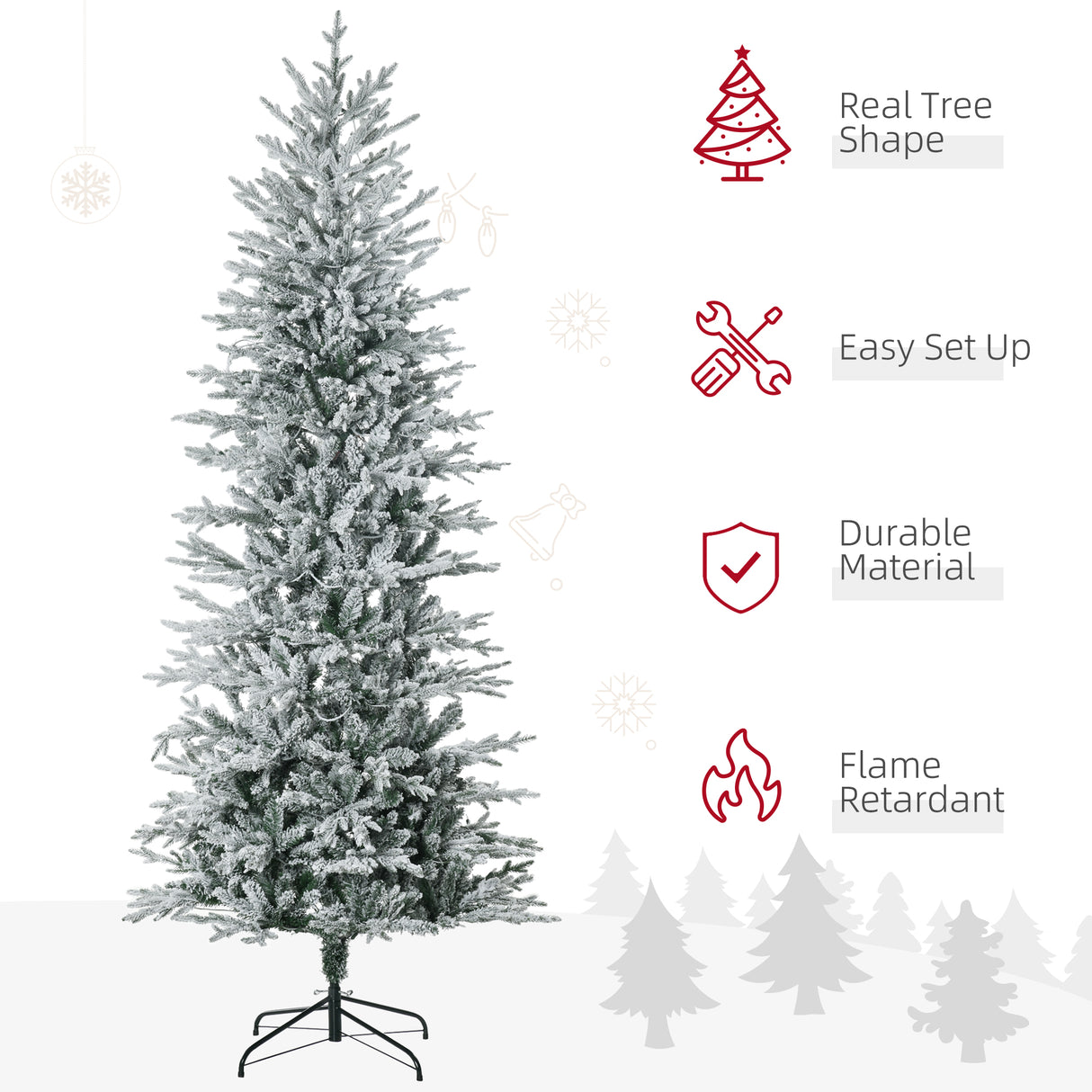 HOMCOM 7.5ft Tall Prelit Artificial Christmas Tree