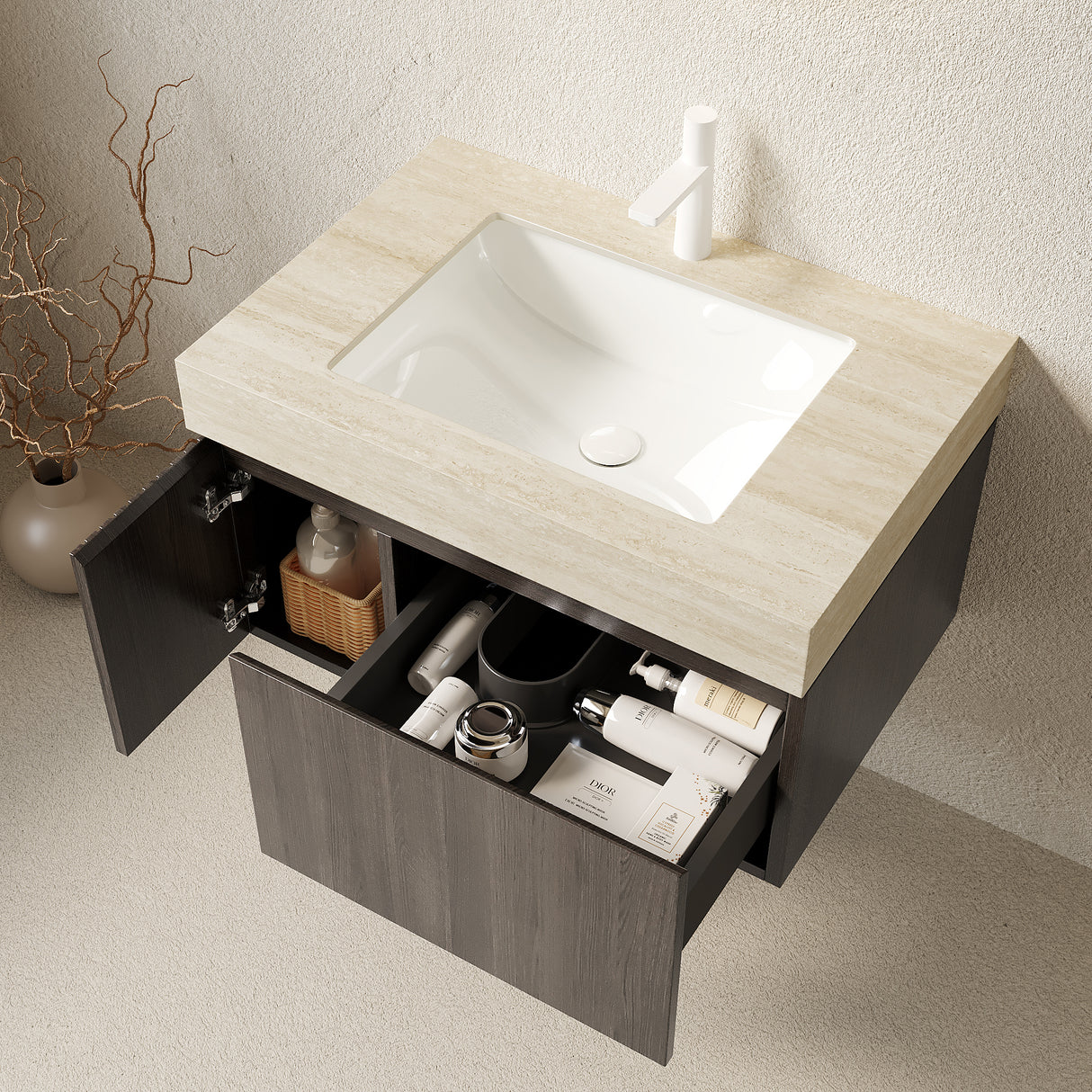 MURI 30" Bathroom Vanity with Sintered Stone Top & Ceramic Basin