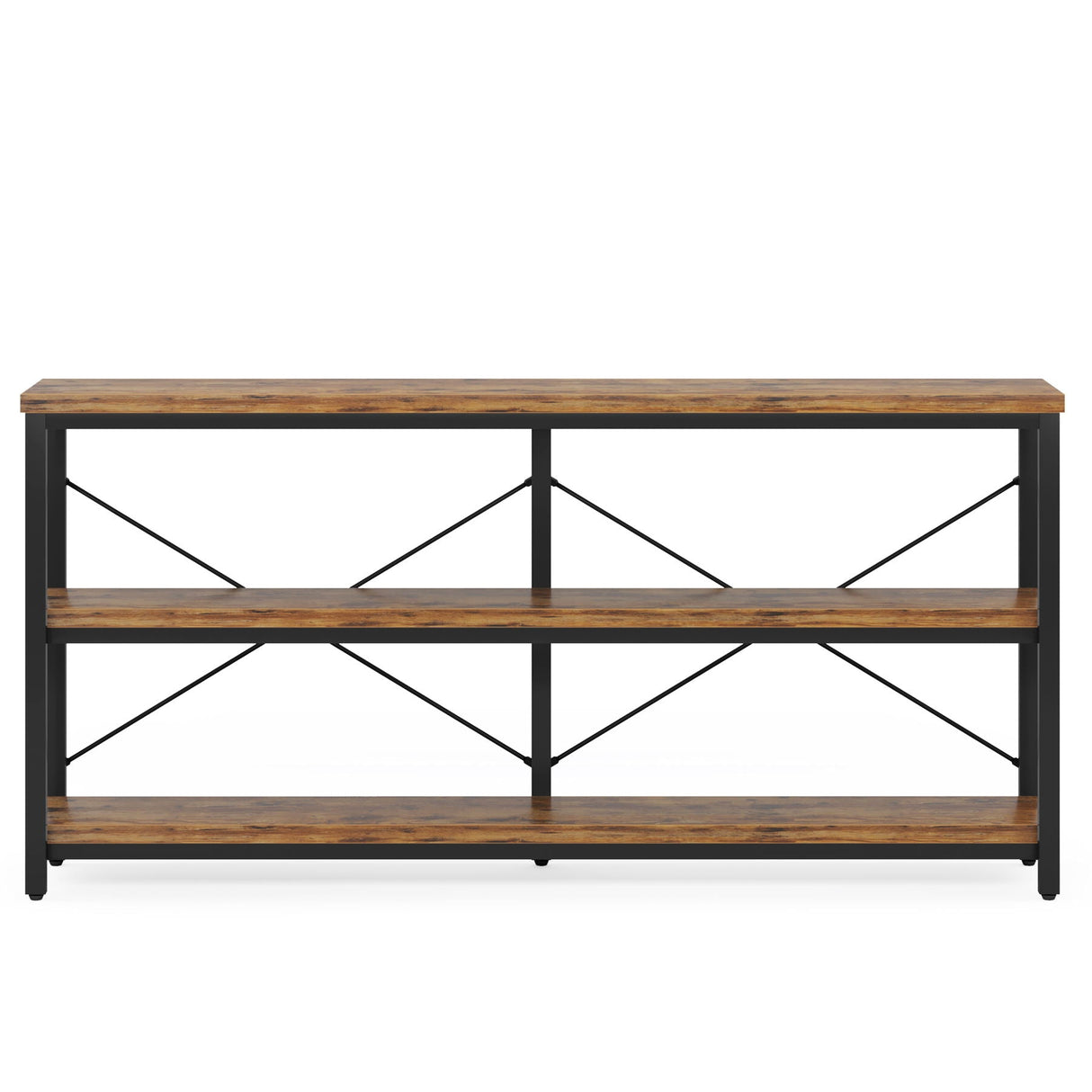 Console Table With 3-Tier Storage Shelves Finish, Slim Narrow Design