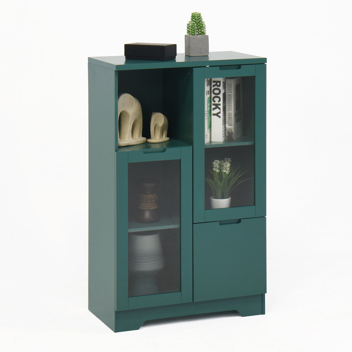 Modern Cabinet With Glass Doors And Drawer