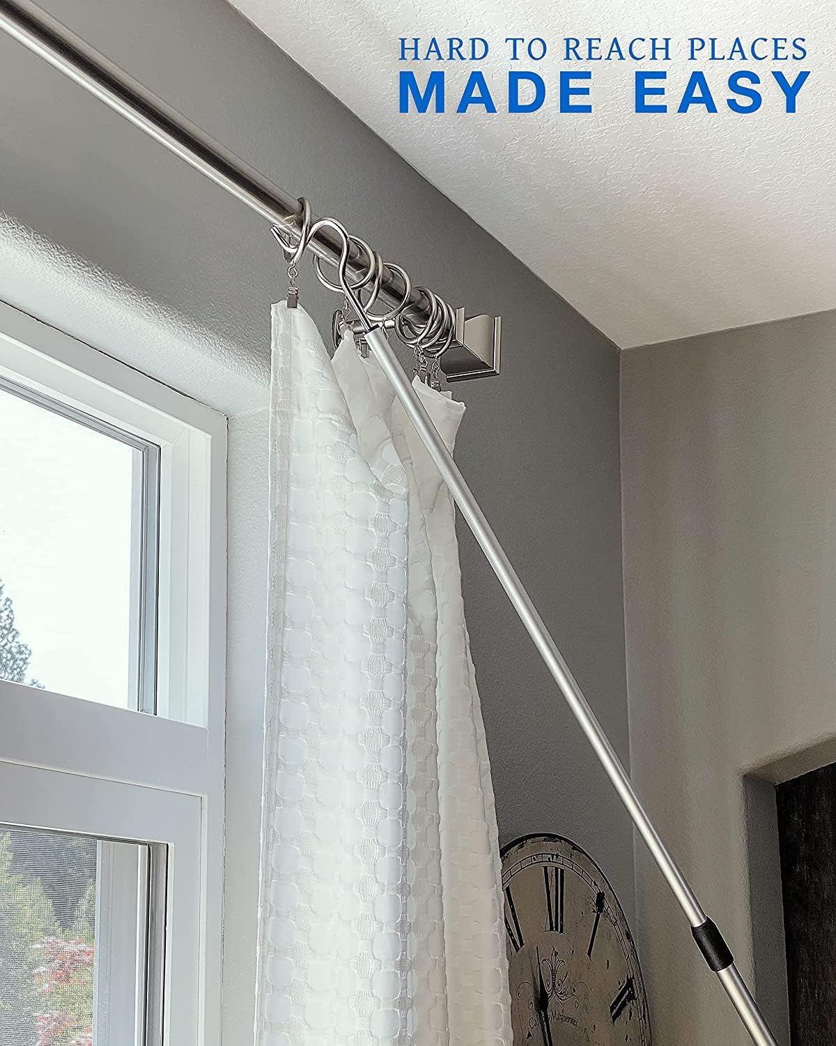 Shepherds Aluminium Pole with a 2.75-Inch Hook and Handle, Lightweight, Extendable from 36 to 62-Inch