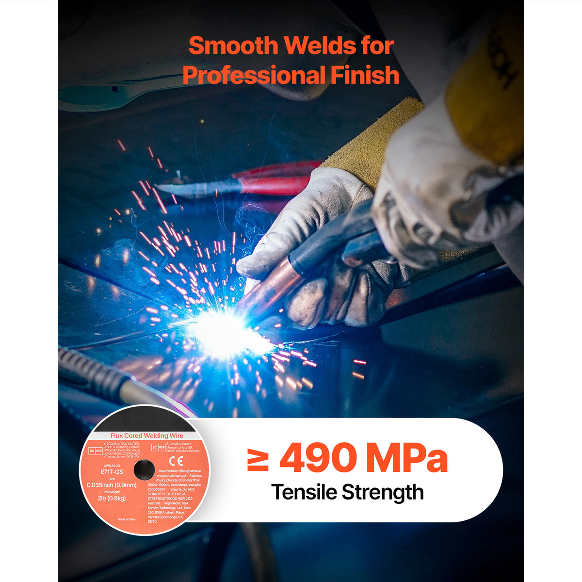 Flux Core MIG Welding Wire, E71T-GS 0.035-inch 2 LBS