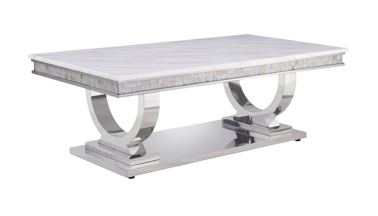 Zander - Printed Faux Marble Top & Mirrored Table - Marble - Best Buy Furniture