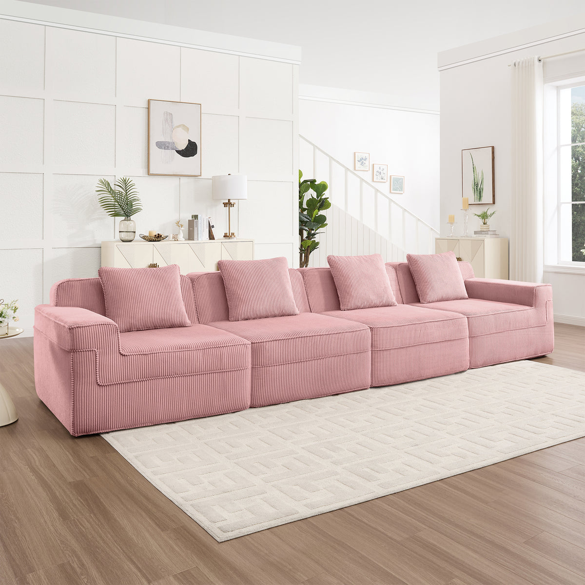 Modular 4 Seat Boneless Sofa, Cloud Sectional Couch