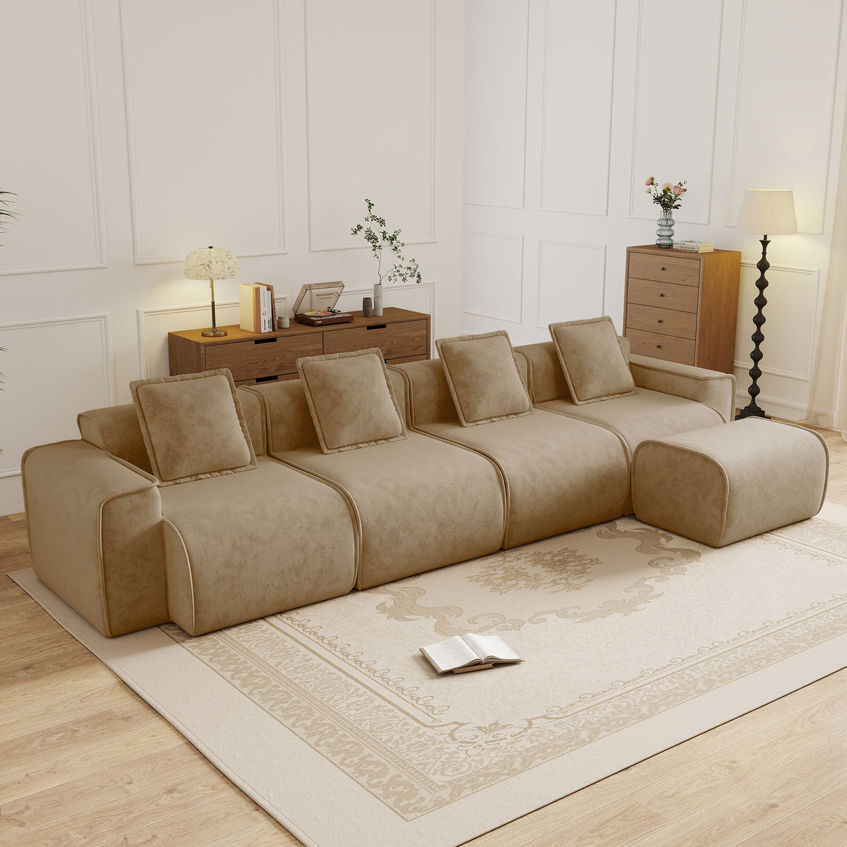 Streamlined Design Modular 4 Seat L Shape Sectional Sofa