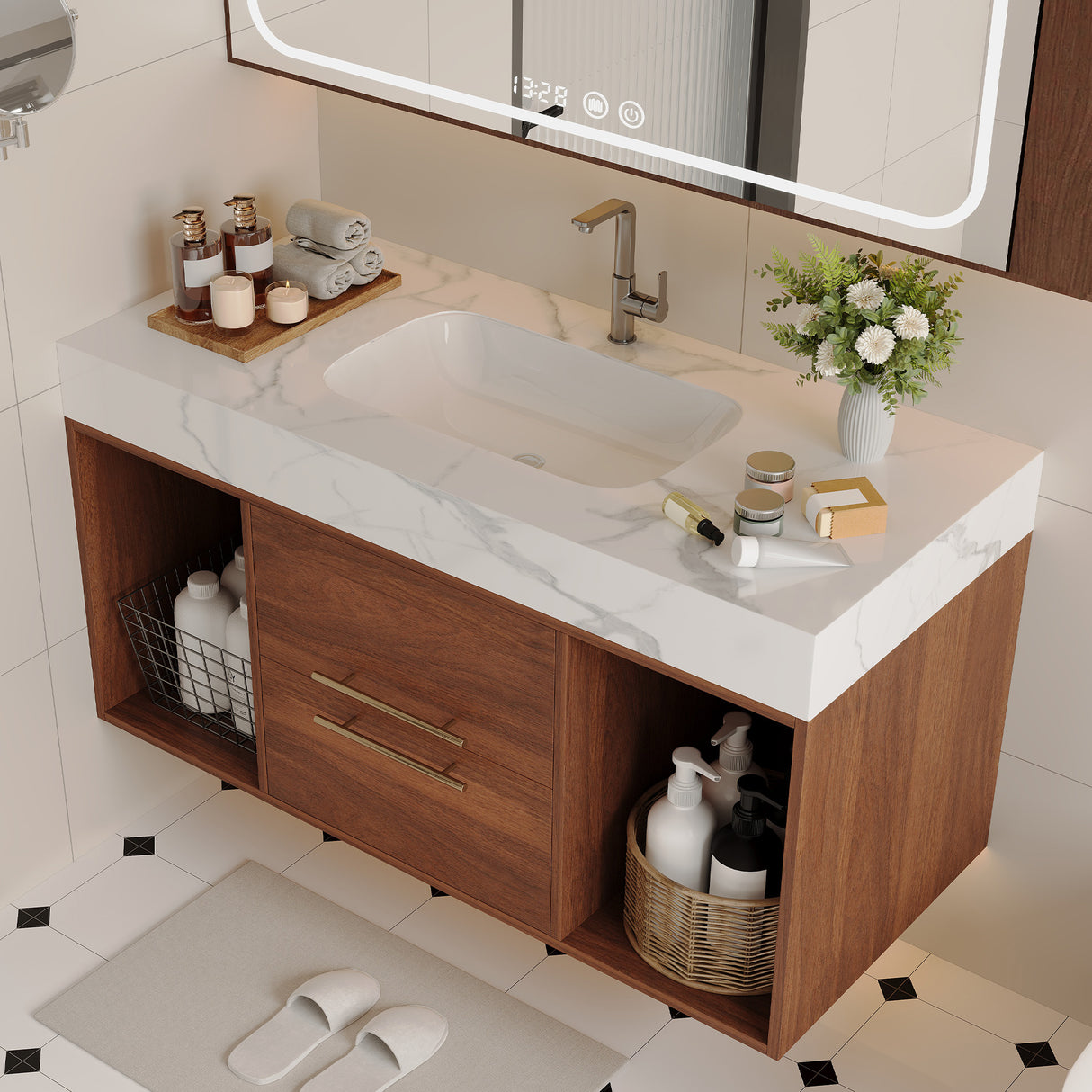 39.4" Floating Bathroom Vanity with Ceramic Sink
