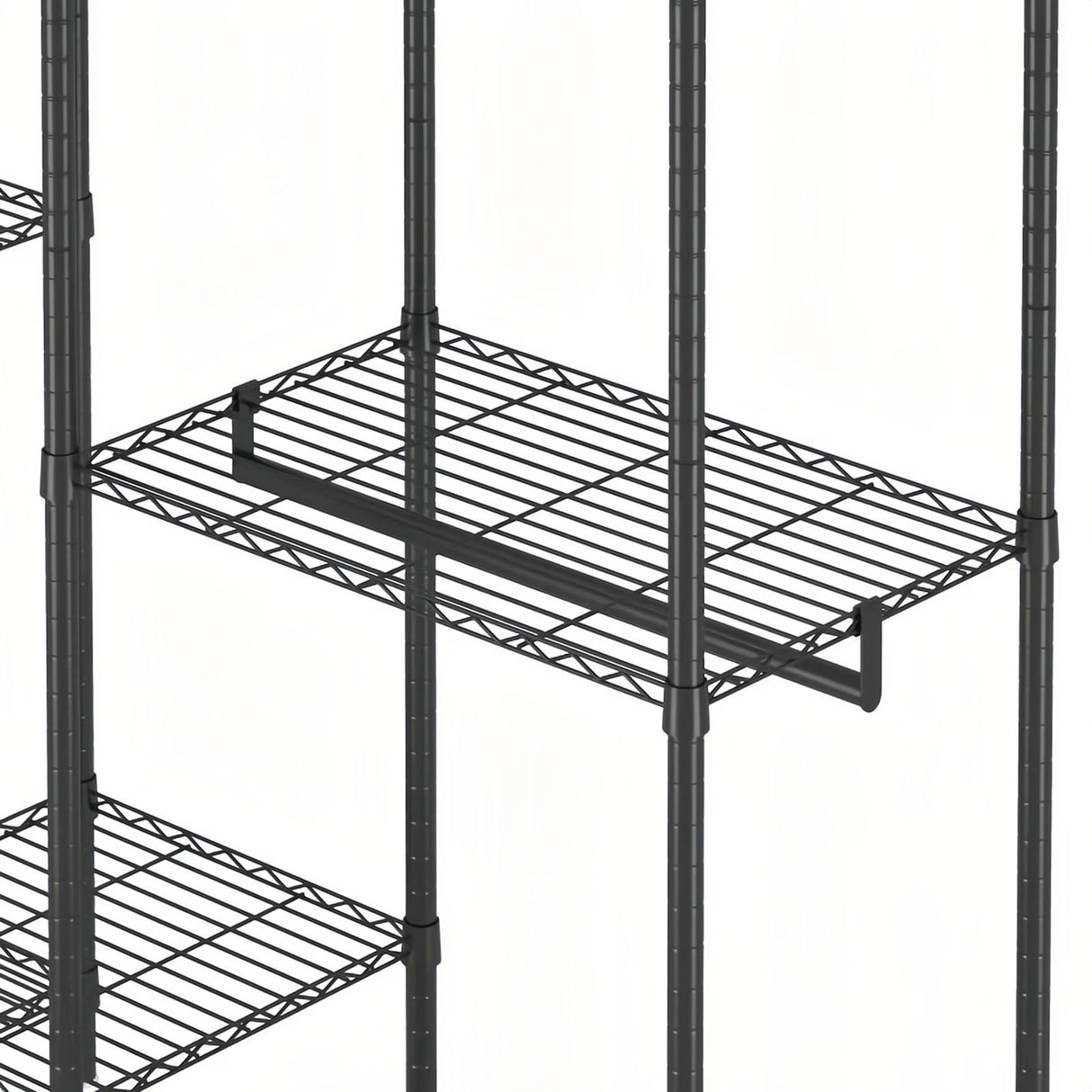 Heavy Duty Garment Rack With 8 Adjustable Wire Shelves And 5 Clothes Rails, Freestanding Closet Organizer Metal - Black
