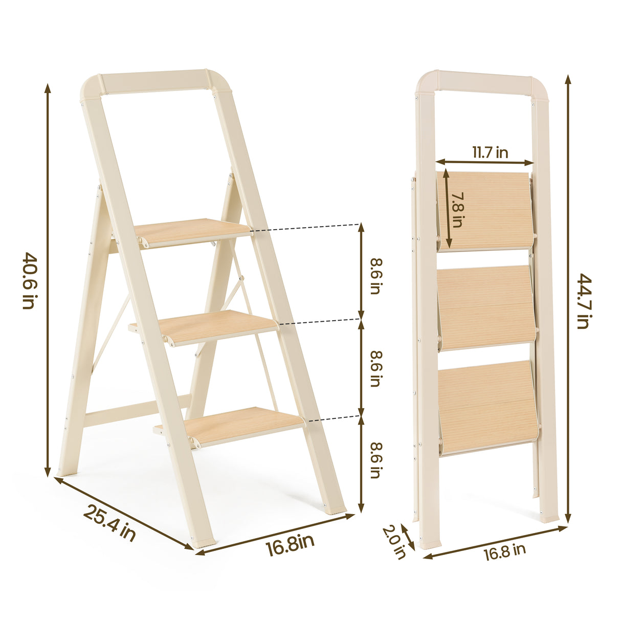 3 Step Ladder Folding Step Stool for Adults