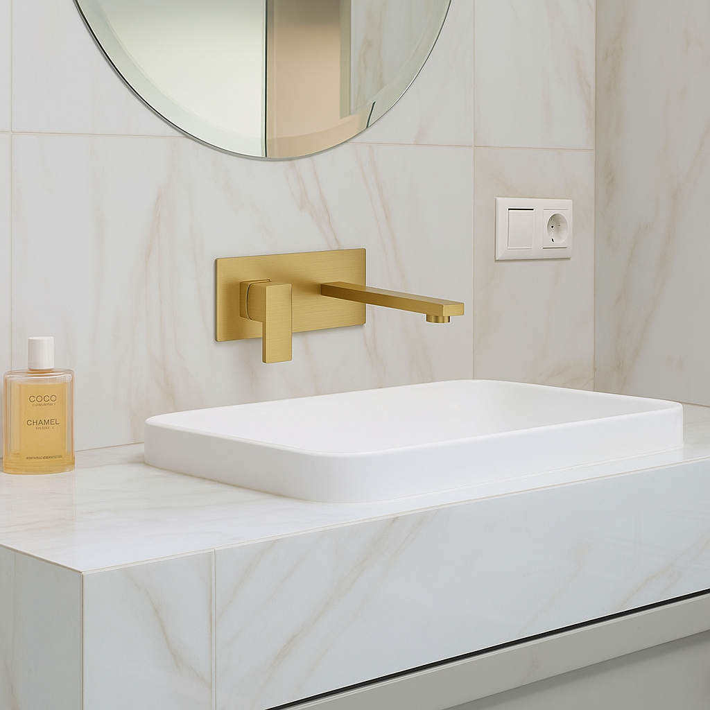 Wall Mount Faucet for Bathroom Sink or Bathtub, Single Handle