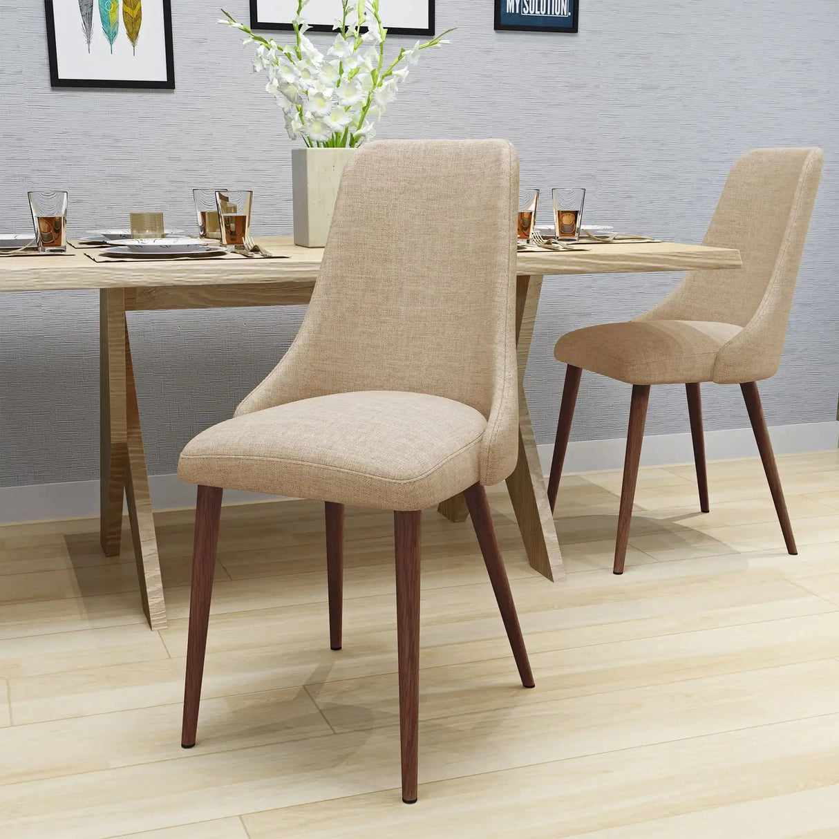Mid Century Modern Fabric Armless Dining Chair - Best Buy Furniture