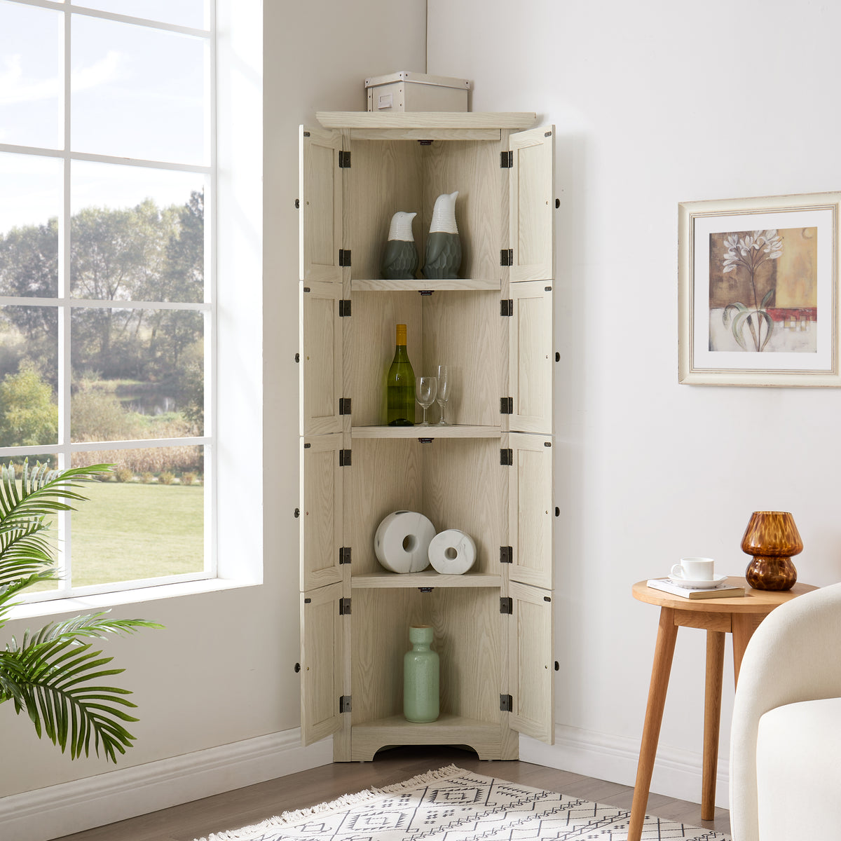 4-Tier 72" Corner Kitchen Pantry Storage Cabinet with 8 Doors