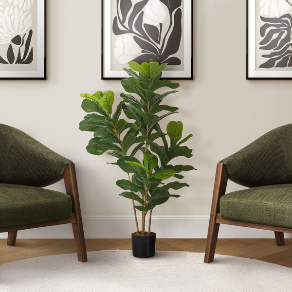 41" Tall, Artificial Plant, Fiddle Tree, Indoor, Faux, Fake, Floor, Greenery, Potted, Real Touch, Decorative - Green / Black - Best Buy Furniture