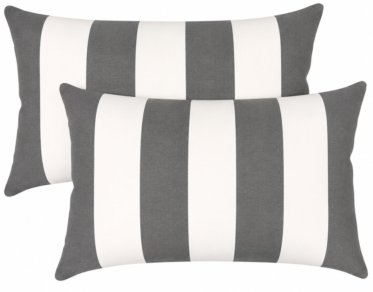 4 Pack Outdoor Lumbar Pillow with Inserts - Gray/White Striped