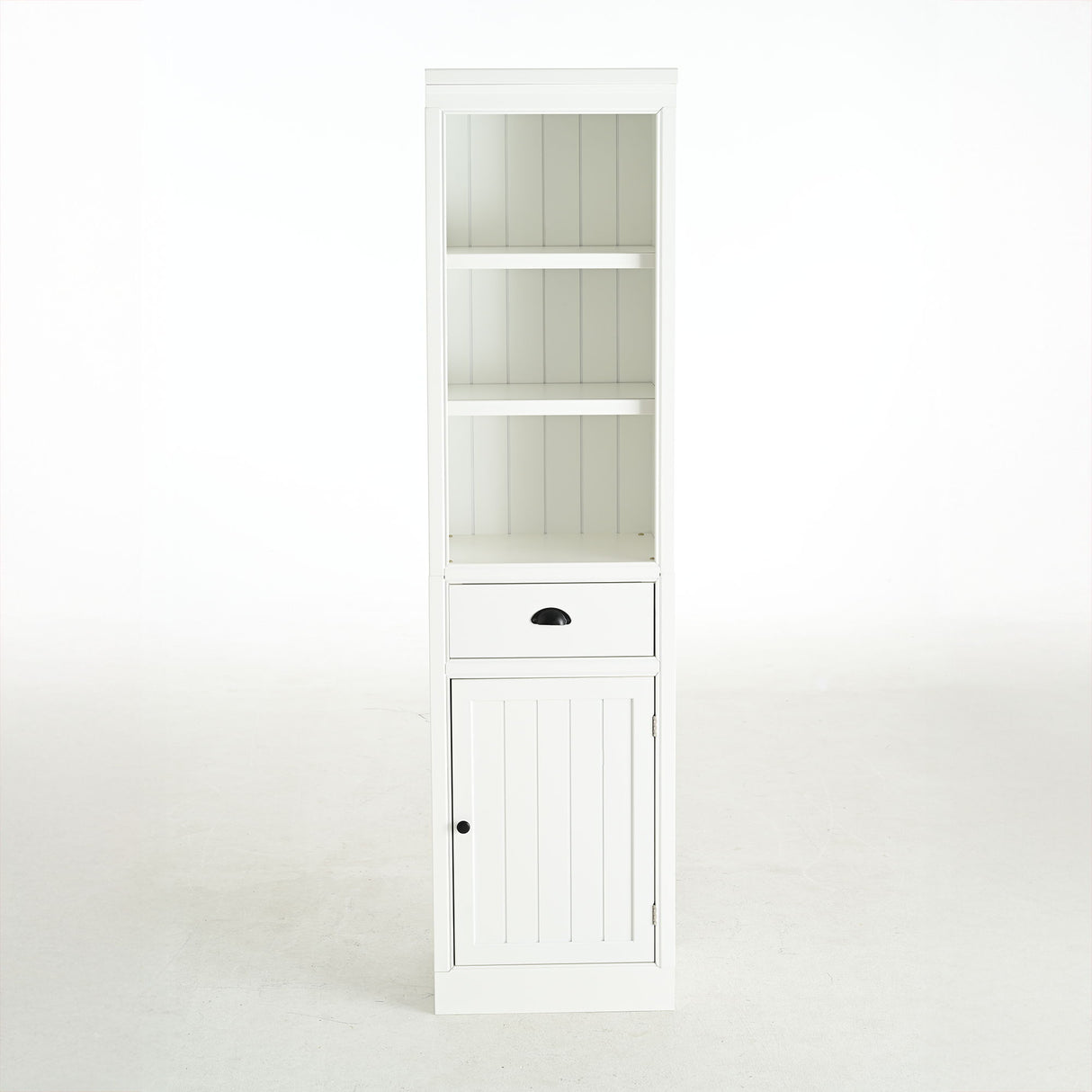 Retro Style 75'' Tall Display Shelf With Cabinet For Hallways Living Room Kitchen - White