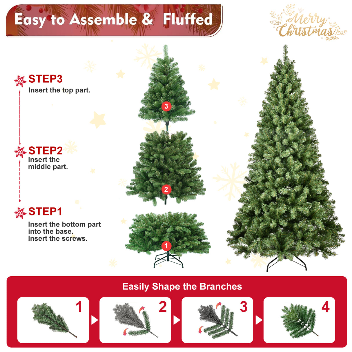 5ft Pre-Lit PVC Christmas Tree with 200 UL Lights