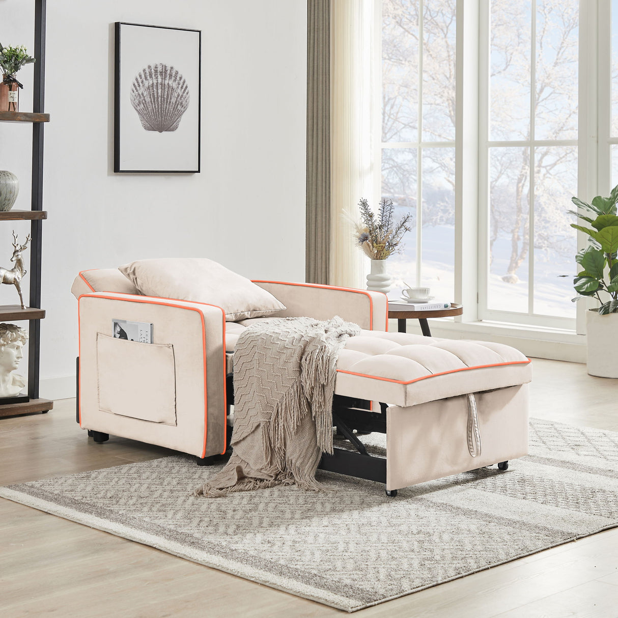 Modern 3 In 1 Sofa Bed Chair, Adjustable Recliner