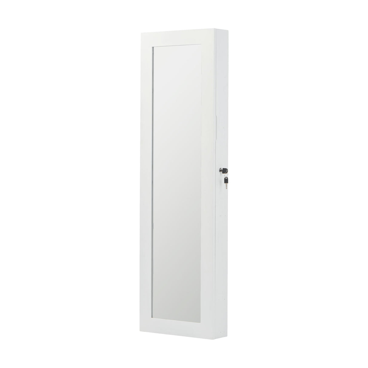 Jewelry Armoire Organizer With Full Length Mirror, Wall Mounted Lockable Cabinet With LED Light