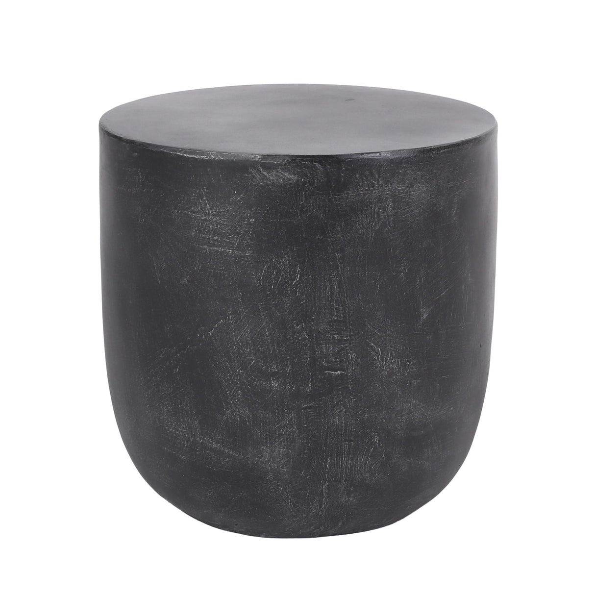 Outdoor Lightweight Concrete End Table With Natural Texture - Matte Black - Best Buy Furniture