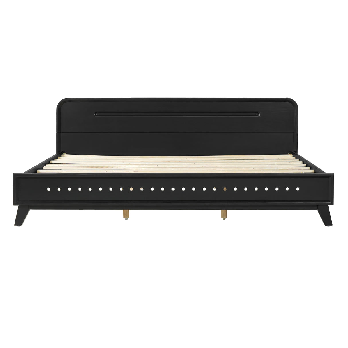 Pine Solid Wood King Size Bed, Solid and Stable, No Box Spring Needed