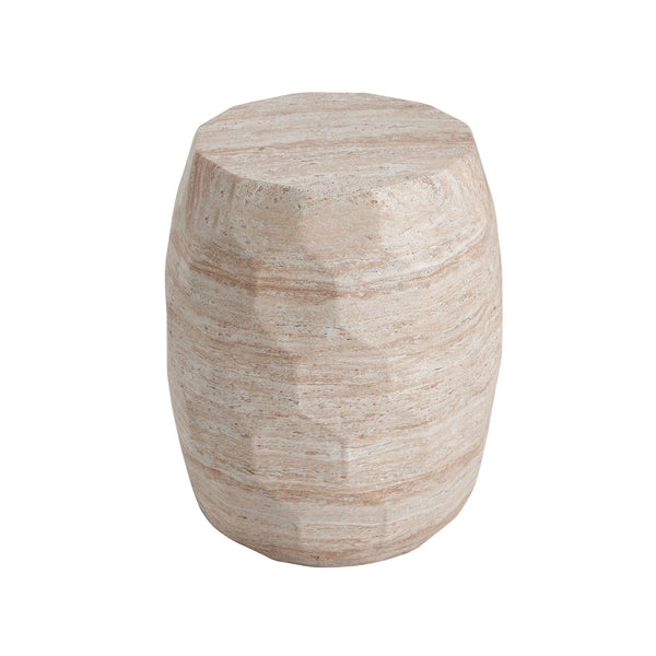 Travertine Lightweight Concrete Side Table For Indoor / Outdoor Use - Beige