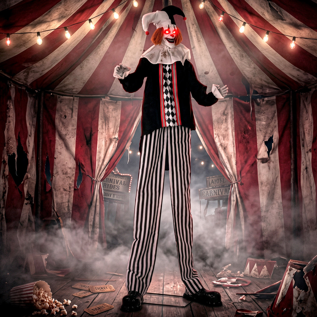 HOMCOM 106" Large Animated Clown Halloween Decorations