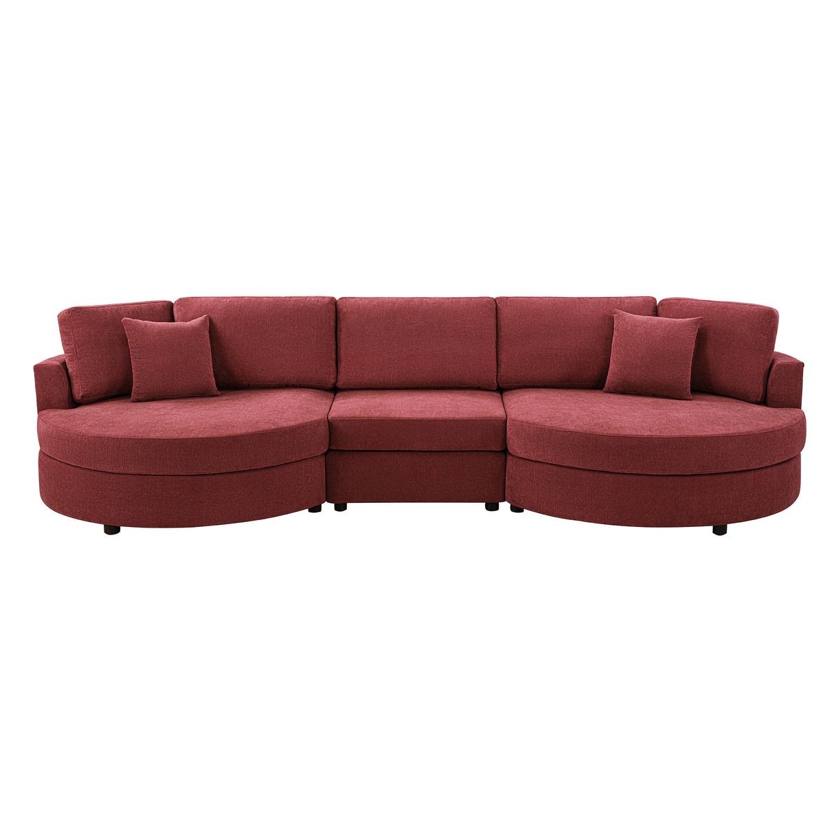 Modern 3 Seater Upholstered Sofa With Curved Design
