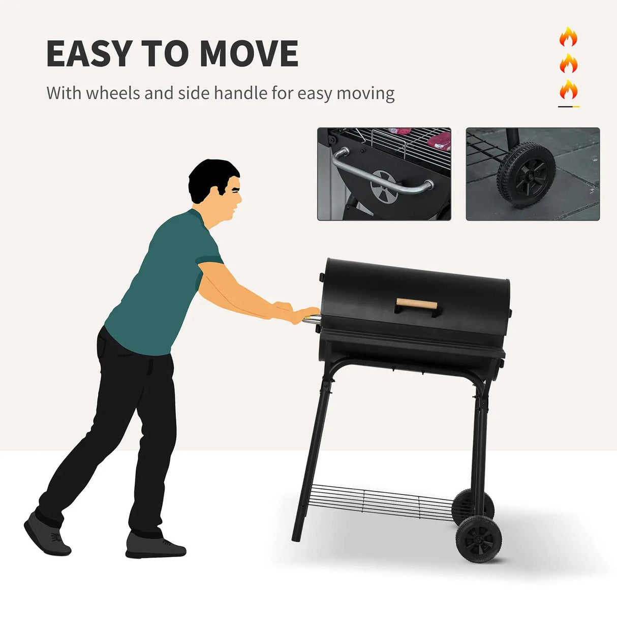 30" Portable Charcoal BBQ Grill