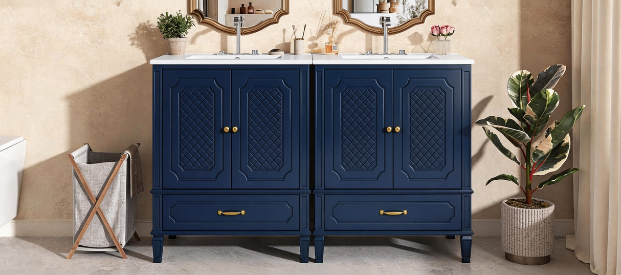 60" Bathroom Vanity with Double Sink Combo Set