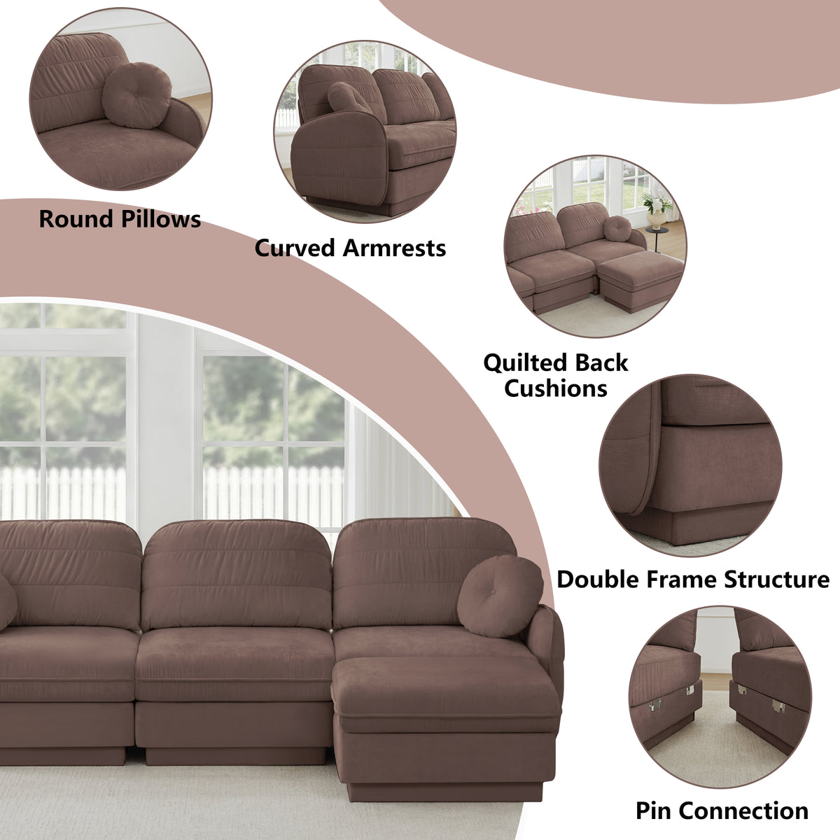 137" Oversize Chenille L-Shaped Sofa