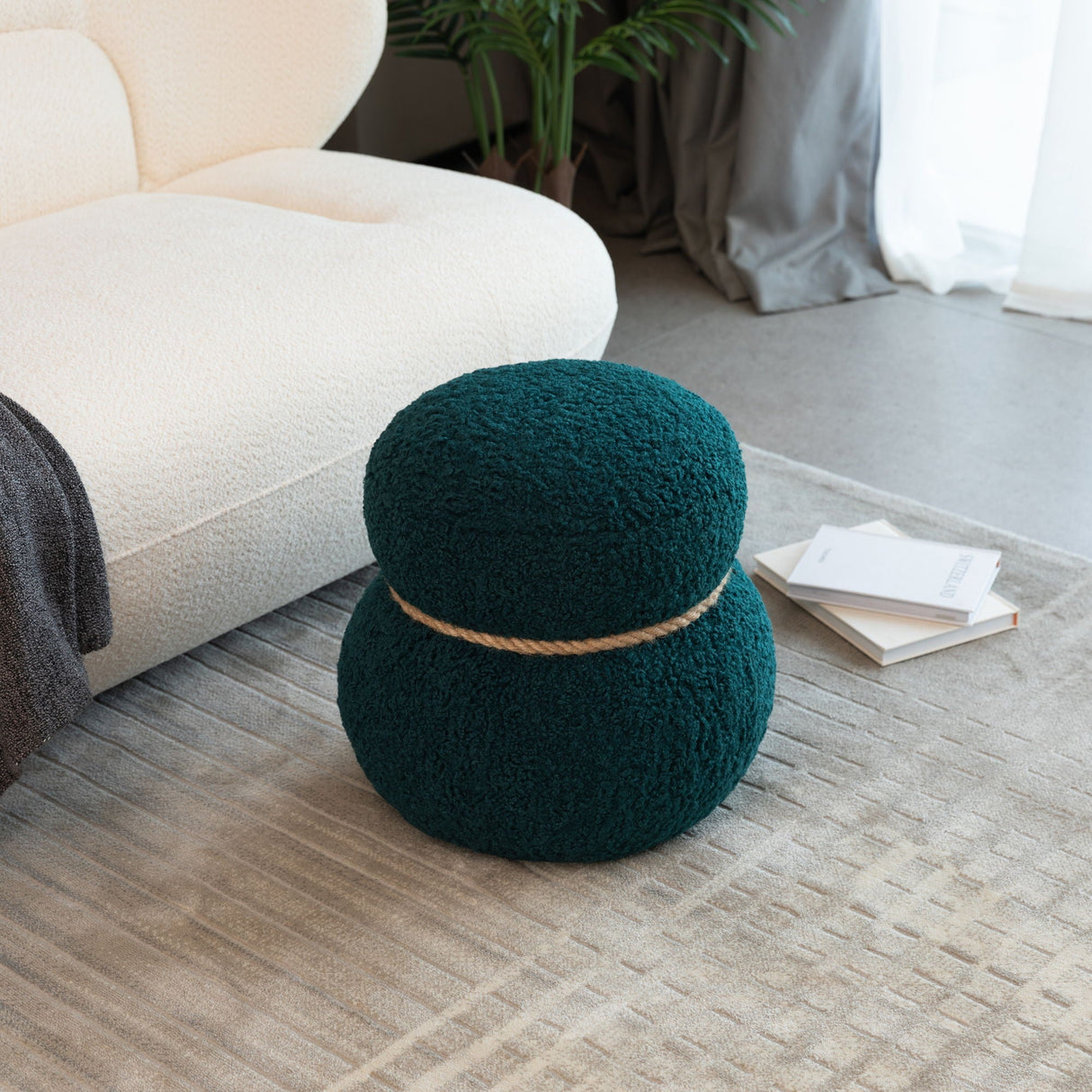 Snowman Stool With Cushion And Solid Wood Frame