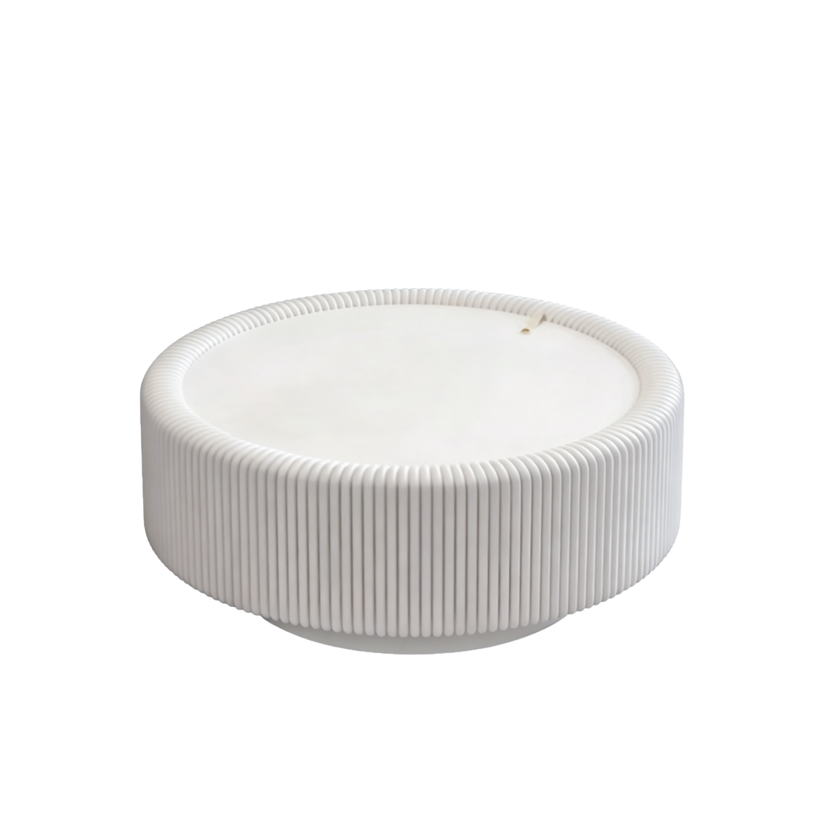 White Round Fluted Coffee Table with Hidden Storage