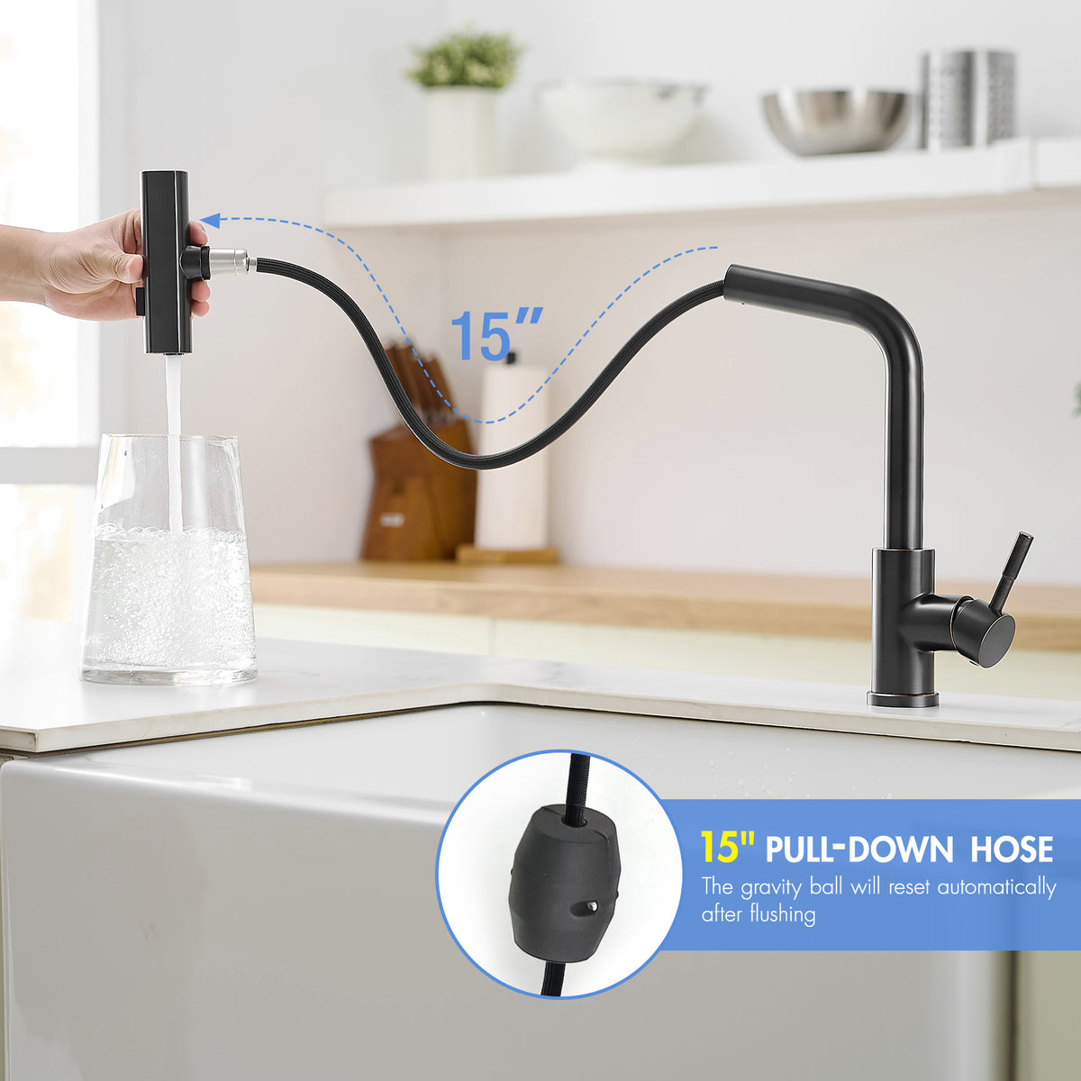 360° Rotation Pull-Down Kitchen Faucet - Oil Rubbed Bronze