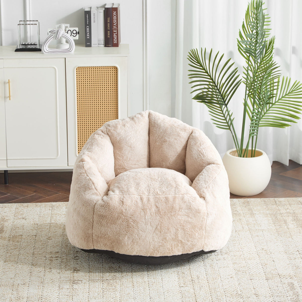 Albi - Indoor Cozy Armchair Style Bean Bag - Beige - Best Buy Furniture