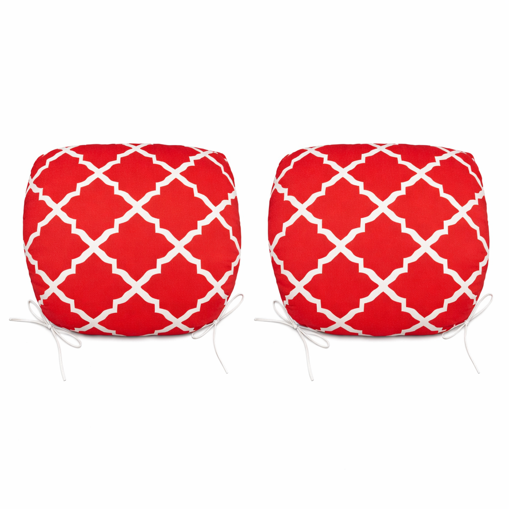 Plaid Outdoor Chair Cushions with Straps - Set of 4