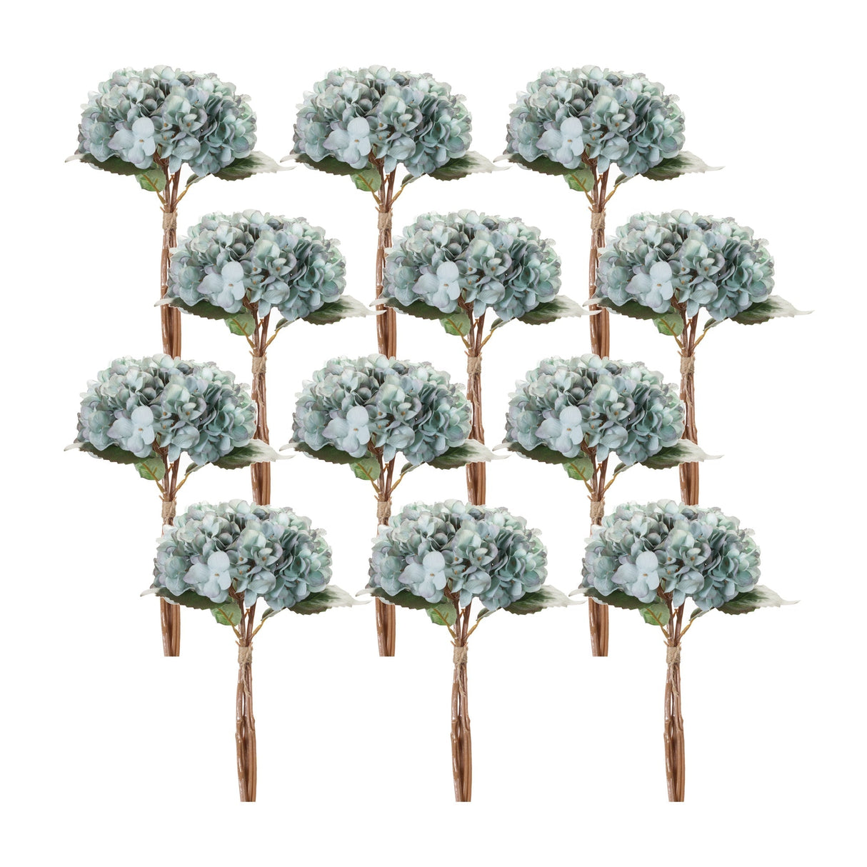 Soft-Blue-Hydrangea-Floral-Bundle-(Set-of-12)-Artificial-Flowering-Plants