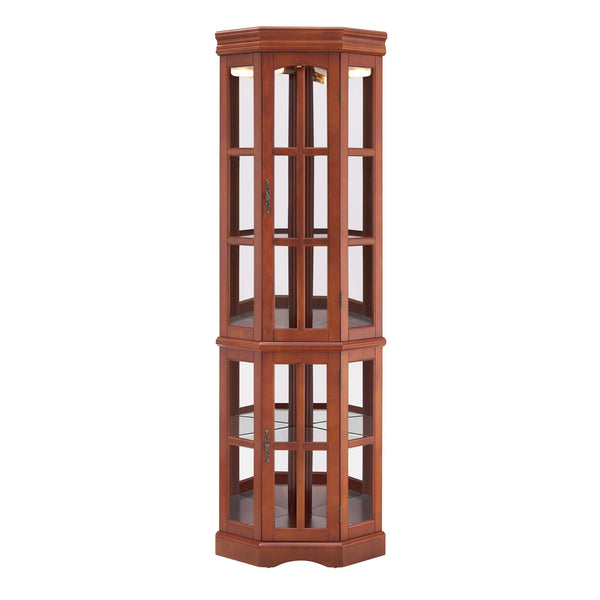 Corner Curio Cabinet With 5 Shelves And Lighting System