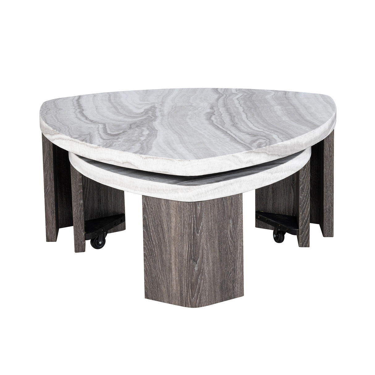 Contemporary Style Nesting Cocktail Table with Marble Pattern